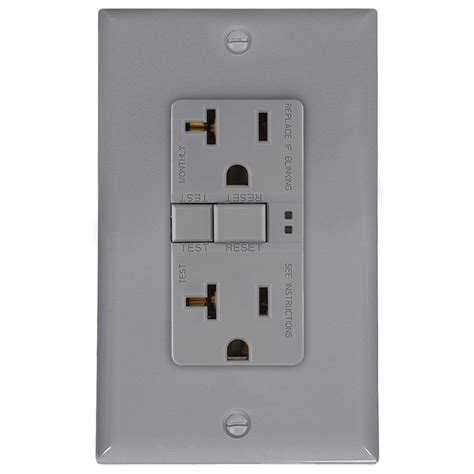 Eaton Gray 20-Amp Decorator with Wall Plate Outlet GFCI Residential in ...