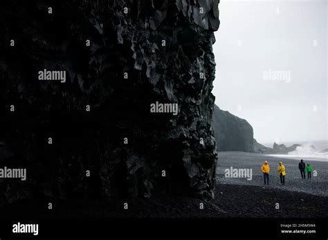 The Reynisdrangar Basalt Sea Stacks And The Reynisfjara Black Sand