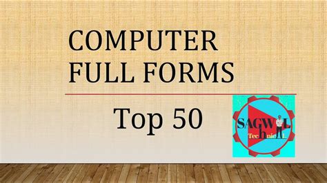 Computer Full Form Top 50 Youtube