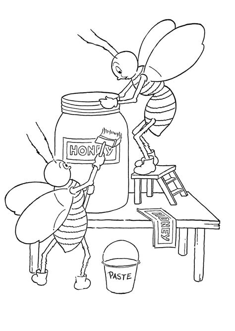 Kids Printable - Honey Bees Coloring Page - The Graphics Fairy | Bee coloring pages, Bee drawing
