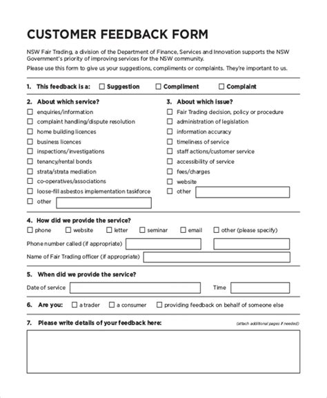 Free 12 Sample Feedback Forms In Pdf Excel Ms Word