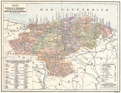 Spain Mapa De La Provincia De Santander 1913 Old Antique Plan Chart