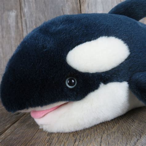 Killer Whale Plush Dakin Shamu Orca Open Mouth Blue White Etsy