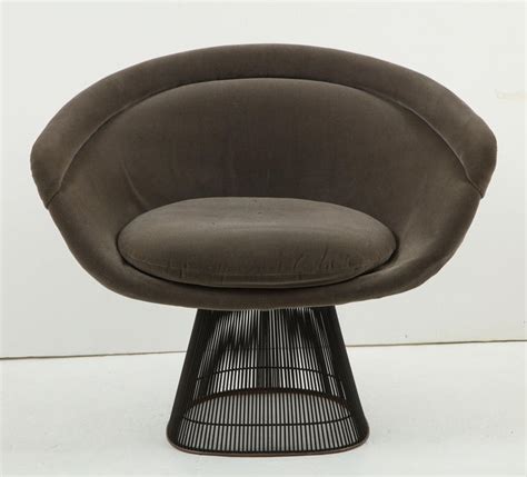 Pair Of 1970s Warren Platner For Knoll Bronze Lounge Chairs Grey