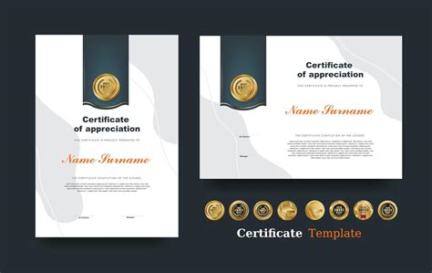 Certificate Of Appreciation Template And Vector Luxury Premium Badges