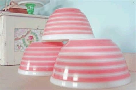 Pink Striped Pyrex Bowls Pink Pyrex Pyrex Vintage Vintage Bowls