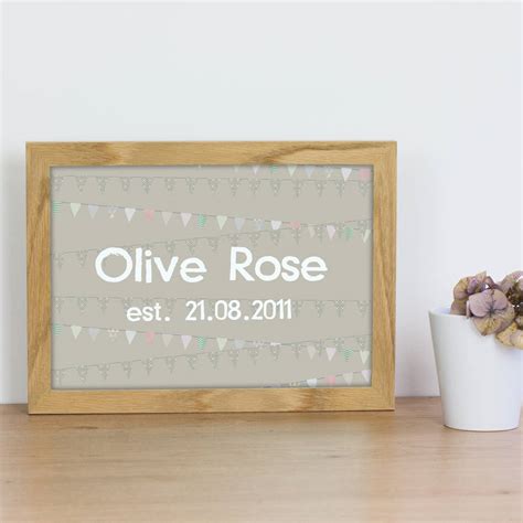 Personalised Baby Name Print By Little Pieces