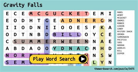 Gravity Falls Word Search