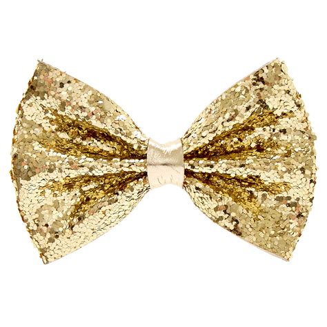 Mini Gold Glitter Bow Hair Barrette Claires Us