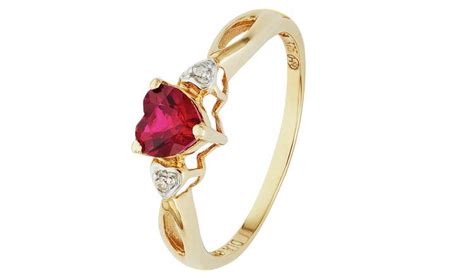 Buy Revere 9ct Gold Ruby And Diamond Accent Heart Ring Q Womens