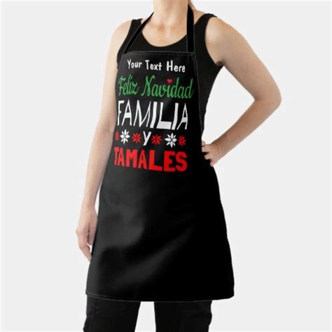 Feliz Navidad Familia Y Tamales Apron Zazzle