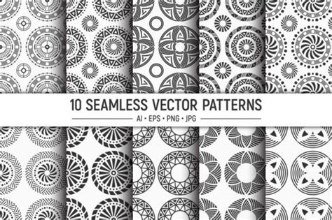 10 Seamless Geometric Vector Patterns Graphic By Avk Graphics