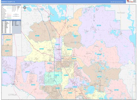 Marion County, FL Wall Map Color Cast Style by MarketMAPS - MapSales