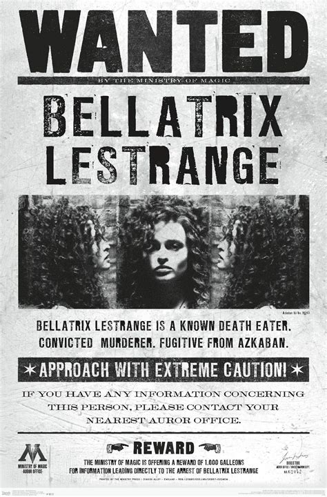 The Wizarding World Harry Potter Bellatrix Wanted Poster Poster My Xxx Hot Girl