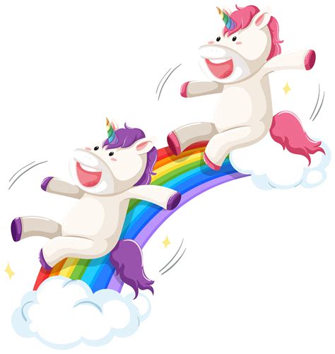 Happy Unicorn On Rainbow Slide 300156 Vector Art At Vecteezy