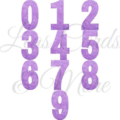 Purple Glitter Numbers Clipart 26 Png Files Digital Etsy Uk