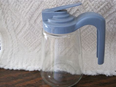 Vintage Gemco Glass Syrup Creamer Dispenser With Blue Handle Haute Juice