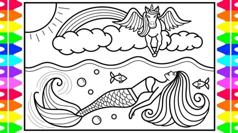 Unicorn Mermaid Coloring Pages Printable