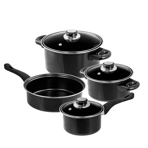 Professional Quality Nonstick Carbon Steel 7 Pcs Cookware Set Black