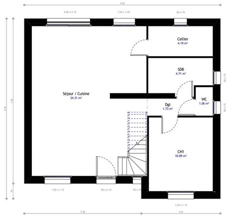 Un cellier d'appoint vous offrira une vaste zone de rangement. Plan maison individuelle 3 chambres 05 - Habitat Concept