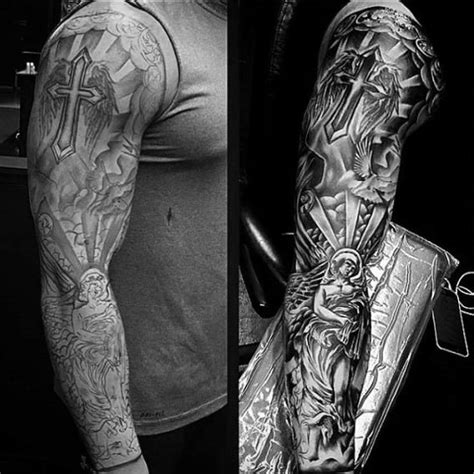 There's plenty of debate about whether or not catholics can get tattoos. 75 Religious Sleeve Tattoos For Men - Divine Spirit Designs