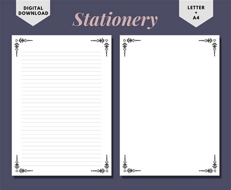 Simple Printable Stationerywriting Paperdigital Paperprintable Paper