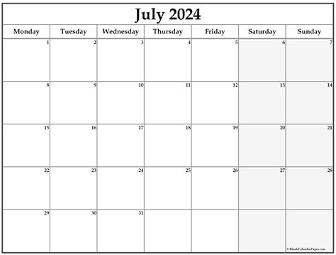 Free Printable July 2023 Monthly Calendar Monday Start Vrogue