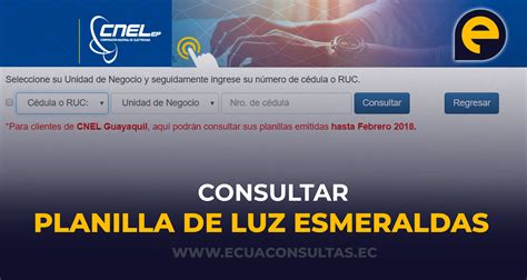 Consultar Planilla De Luz CNEL EP Esmeraldas