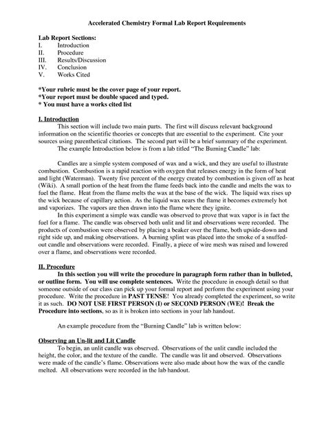 Chemistry Lab Report Format Amulette