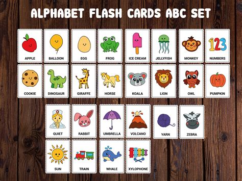 Preschool Alphabet Flash Cards Abc Animal Flash Cards Alphabet Etsy