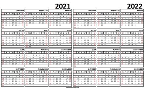 Printable Yearly 2022 Calendar With Holidays Premium Template Zohal