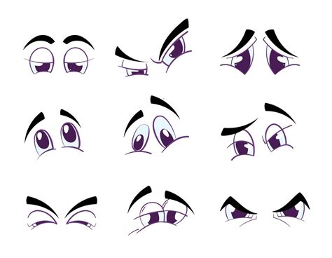 Variety Expressions Of Funny Cartoon Eyes Vector Set By Microvector