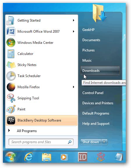 How To Display Downloads Link In The Windows 7 Start Menu Simple Help