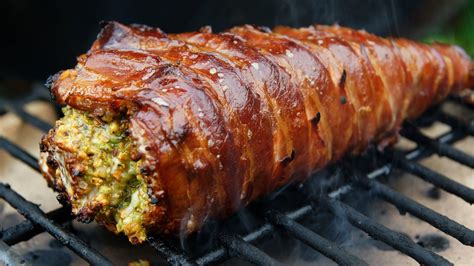 Season with fresh cracked black pepper and overlay with then wrap tenderloin in prosciutto. Pork Tenderloin wrapped in bacon and stuffed with ...