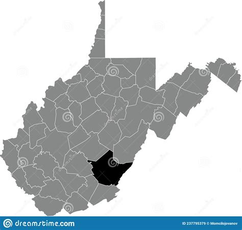 Location Map Of The Greenbrier County Of West Virginia Usa Stock