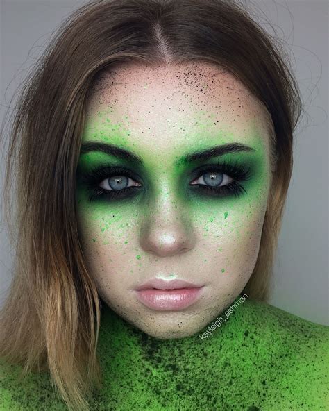 Green And Black Splatter Makeup By Kayleighashman Black Halloween