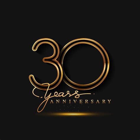 30 Years Anniversary Logo Golden Colored Isolated On Black Background