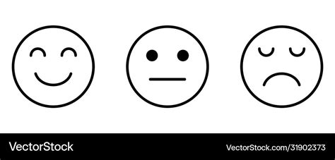 Smiley Sad Neutral Face Feedback Satisfaction Vector Image