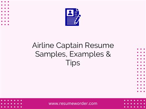 Airline Captain Resume Samples Examples And Tips Resume Worder