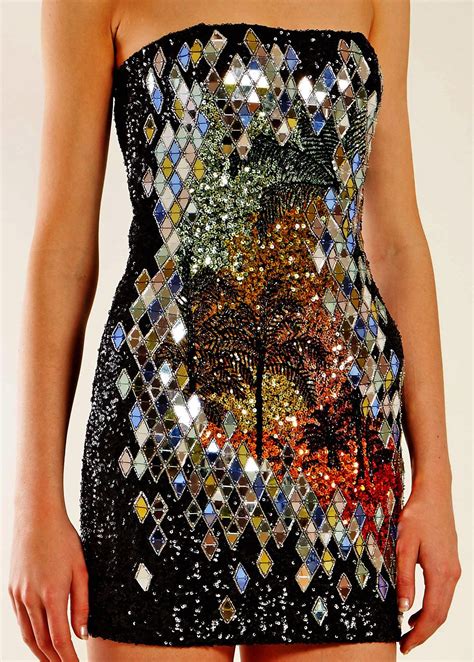 Must Have Balmain Sequin Embellished Strapless Mini Dress Strapless