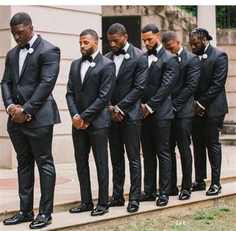 Black Wedding Tuxedos For Groom 2019 Custom Made Set Groomsmen Best Man