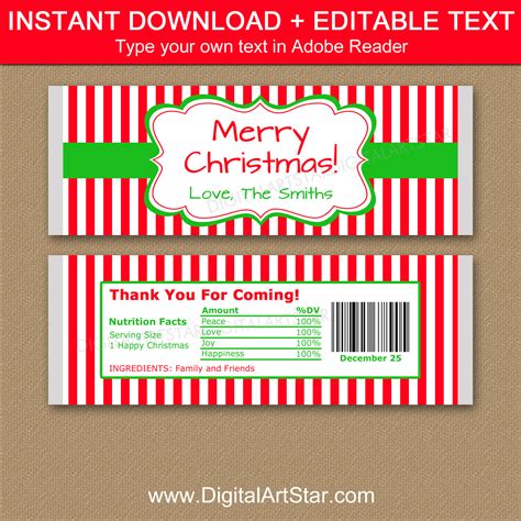 Christmas Candy Bar Wrappers Free Merry Christmas Candy Bar Wrappers