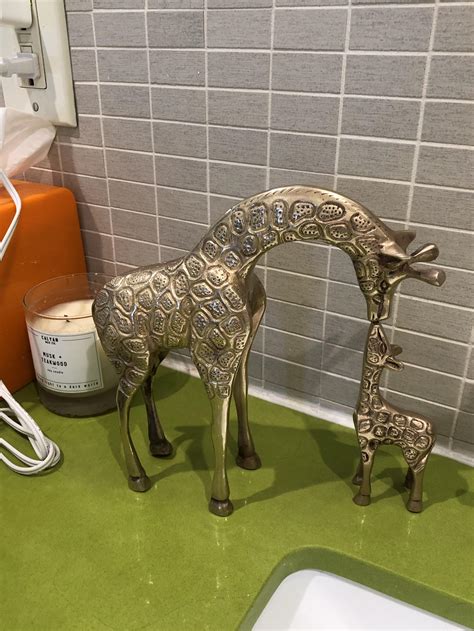 Brass giraffes found today, heavily tarnished, priced separately, and