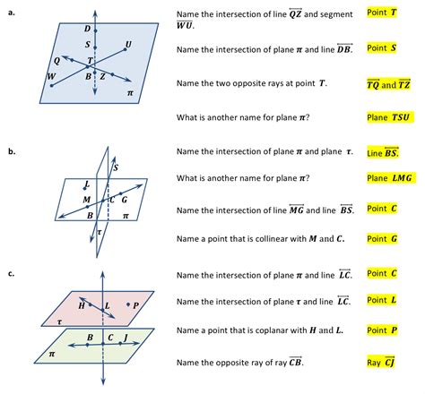 point line plane worksheet