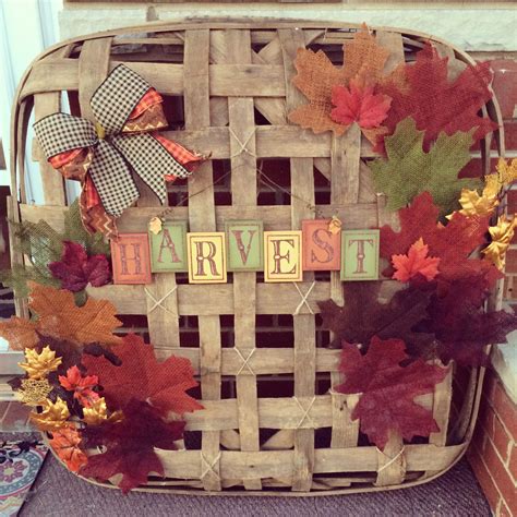 Tobacco Basket Decorated For Fall Tobacco Basket Decor