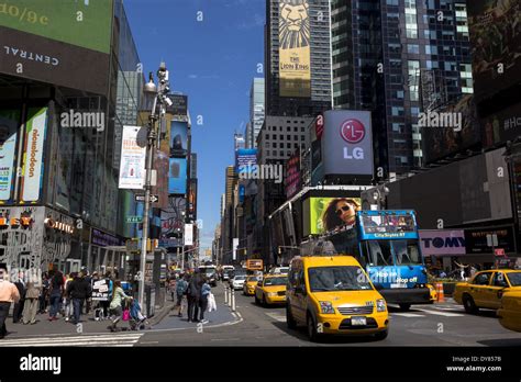 New York Street Scene Times Square Area Stock Photo Alamy