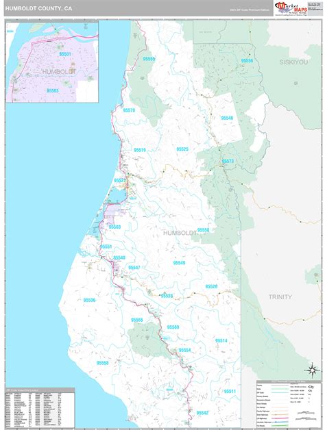 Humboldt County Ca Wall Map Premium Style By Marketmaps Mapsales