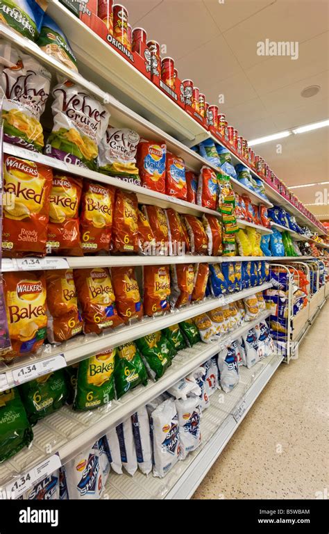 Display Of Crisps And Snacks In A Supermarket Stock Photo Alamy