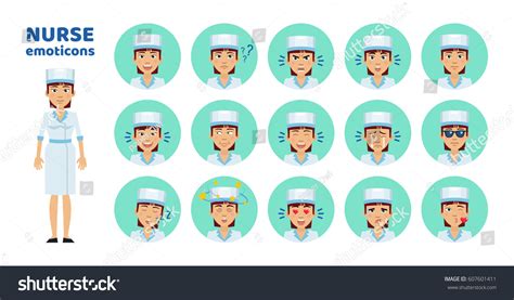 Big Set Nurse Emoticons Nurse Emojis 스톡 벡터로열티 프리 607601411 Shutterstock