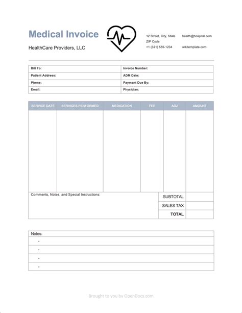 Free Medical Invoice Template Pdf Word Excel